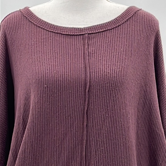 Treasure & Bond Soft Ribbed Dolman Sleeve Cropped Top in Eggplant - NWOT - Small - Picture 4 of 7